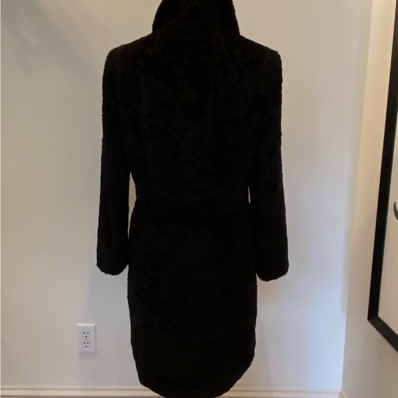 Gallery Womens Coat M Black Faux Persian Lamb Large Notch Collar - Picture 6 of 15